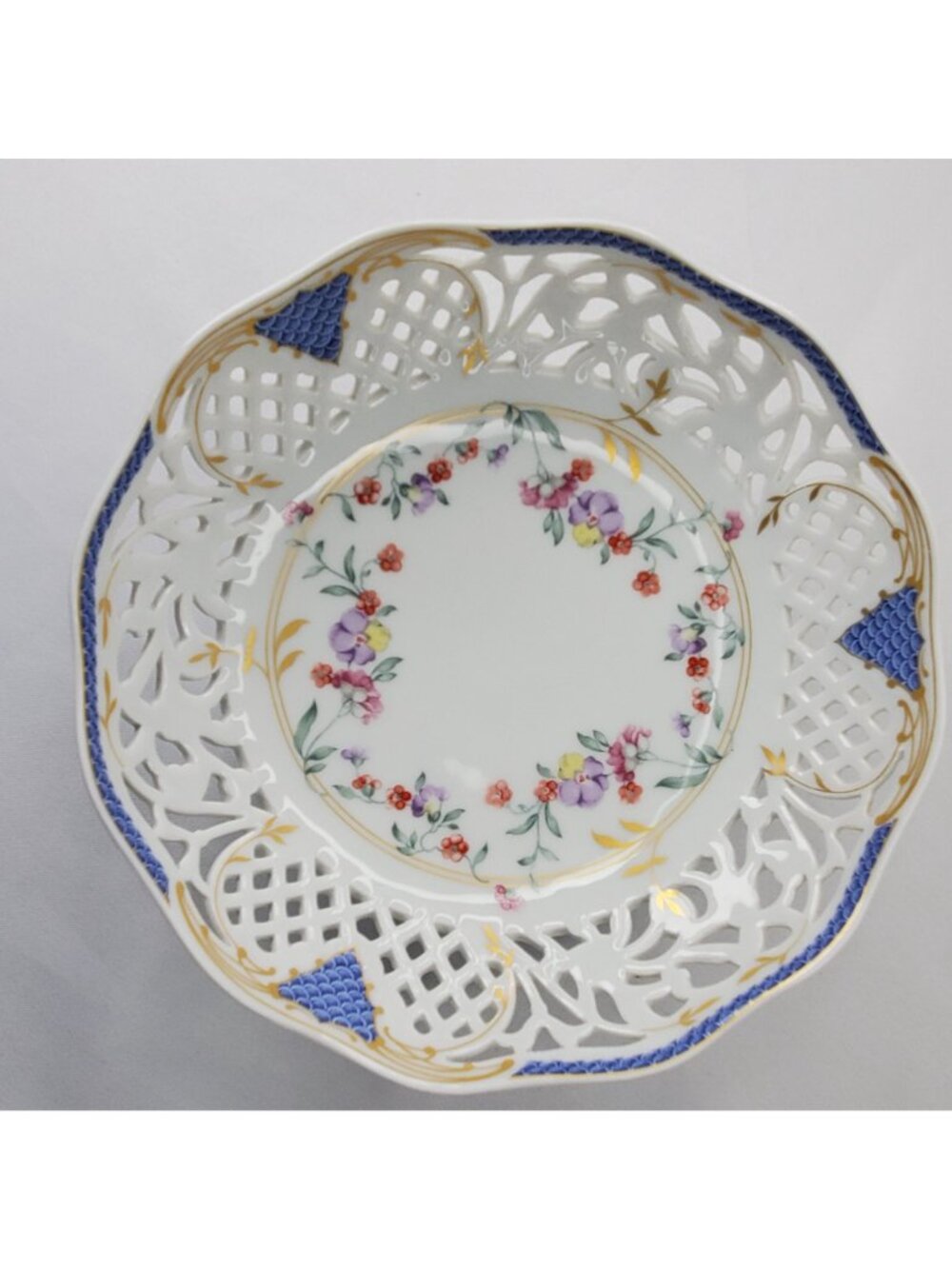 Oscar De La Renta Fine China Reticulated Bowl Angelique 7" Floral West Germany - Picture 8 of 9
